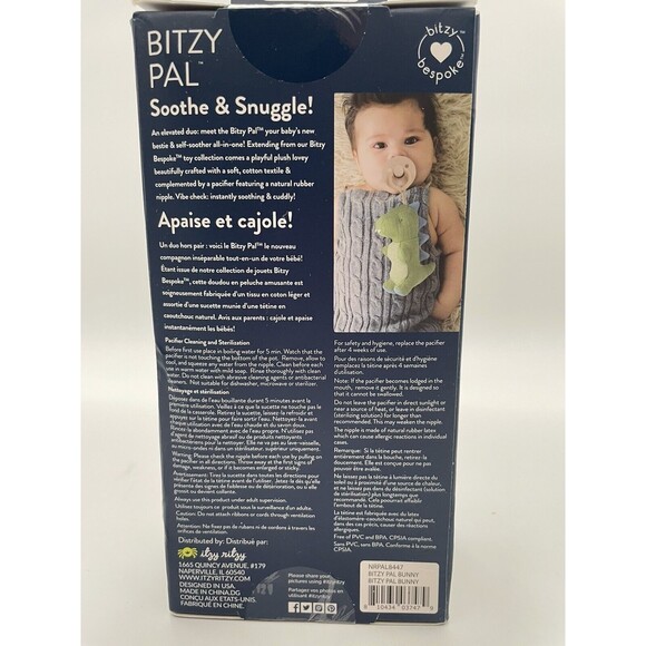 Baby Itzy Ritzy Bitzy Pal Bunny Pacifier & Cotton Lovey Plush Toy Pink 0-6 Mos - Picture 6 of 9
